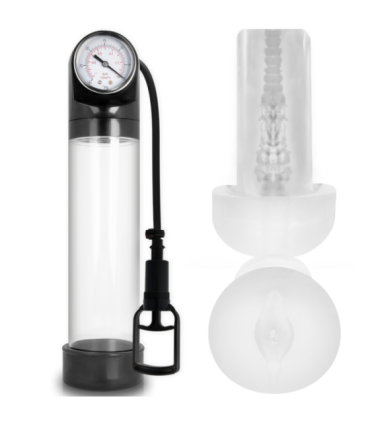 PUMP ADDICTED BOMBA ERECCIÓN RX9 TRANSPARENTE CON MASTURBADOR