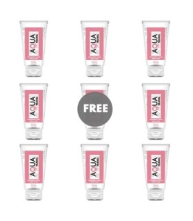 AQUA TRAVEL LUBRICANTE BASE AGUA SABOR FRESA Y NATA - 50 ML 8+1 GRATIS