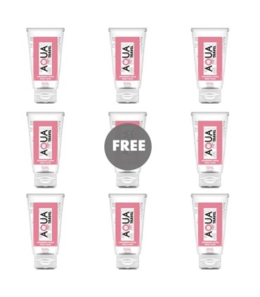 AQUA TRAVEL LUBRICANTE BASE AGUA SABOR FRESA Y NATA - 50 ML 8+1 GRATIS