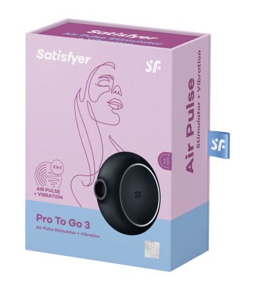 SATISFYER PRO TO GO 3 ESTIMULADOR Y VIBRADOR DOBLE - NEGRO
